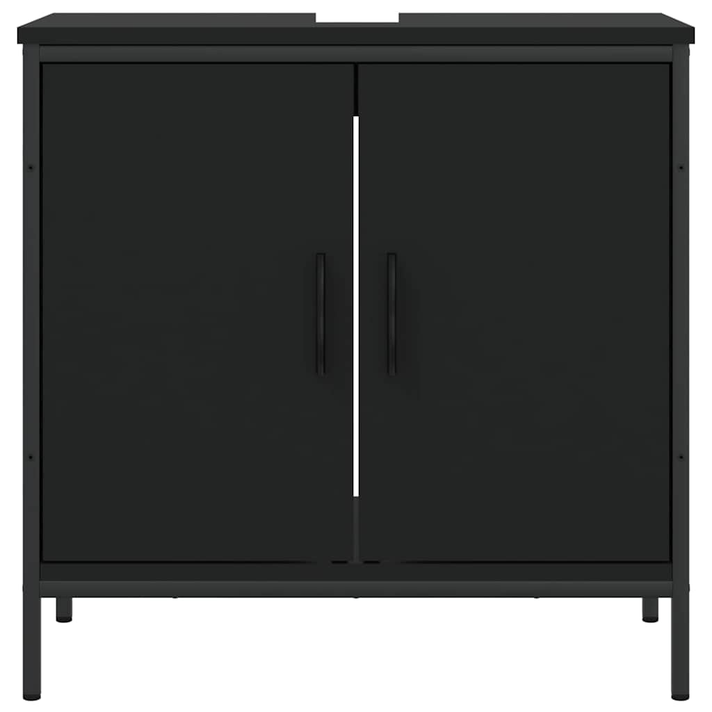 Wastafelkast 60x30x60 cm bewerkt hout zwart is nu te koop bij PeponiXL, paradijselijk wonen!