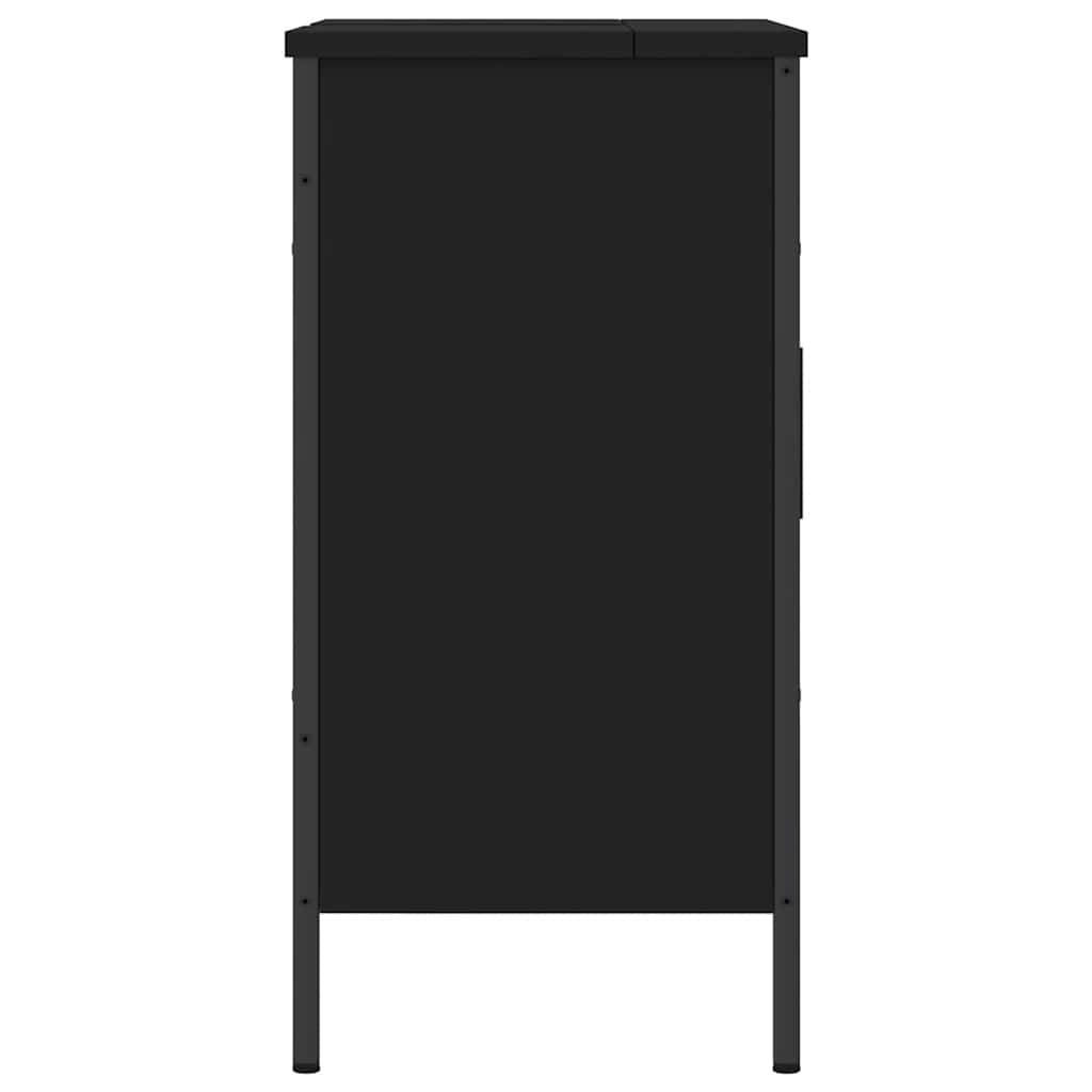 Wastafelkast 60x30x60 cm bewerkt hout zwart is nu te koop bij PeponiXL, paradijselijk wonen!