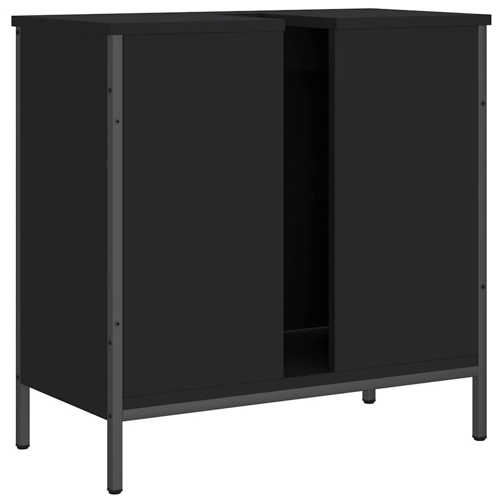 Wastafelkast 60x30x60 cm bewerkt hout zwart is nu te koop bij PeponiXL, paradijselijk wonen!