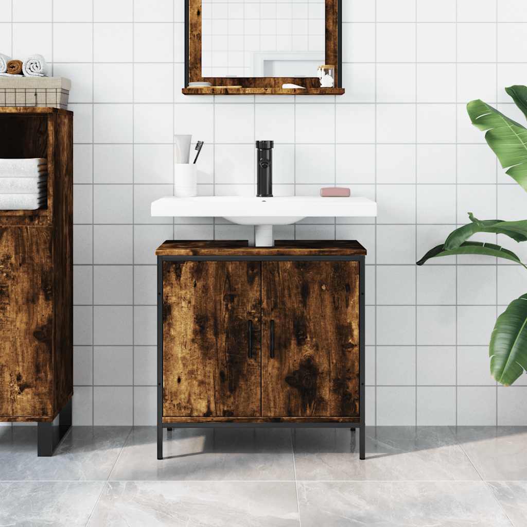 Badkamerkast 60x30x60 cm bewerkt hout gerookt eikenkleurig is nu te koop bij PeponiXL, paradijselijk wonen!