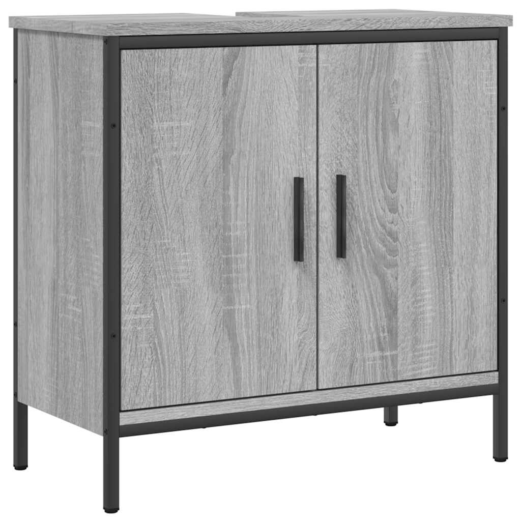 Wastafelkast 60x30x60 cm bewerkt hout grijs sonoma eikenkleurig is nu te koop bij PeponiXL, paradijselijk wonen!