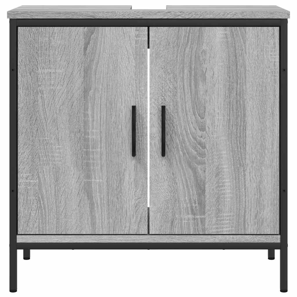 Wastafelkast 60x30x60 cm bewerkt hout grijs sonoma eikenkleurig is nu te koop bij PeponiXL, paradijselijk wonen!