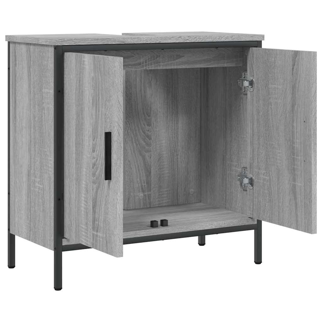 Wastafelkast 60x30x60 cm bewerkt hout grijs sonoma eikenkleurig is nu te koop bij PeponiXL, paradijselijk wonen!