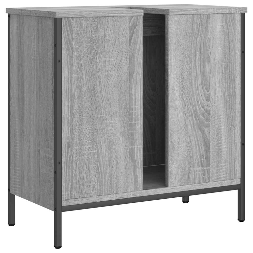 Wastafelkast 60x30x60 cm bewerkt hout grijs sonoma eikenkleurig is nu te koop bij PeponiXL, paradijselijk wonen!