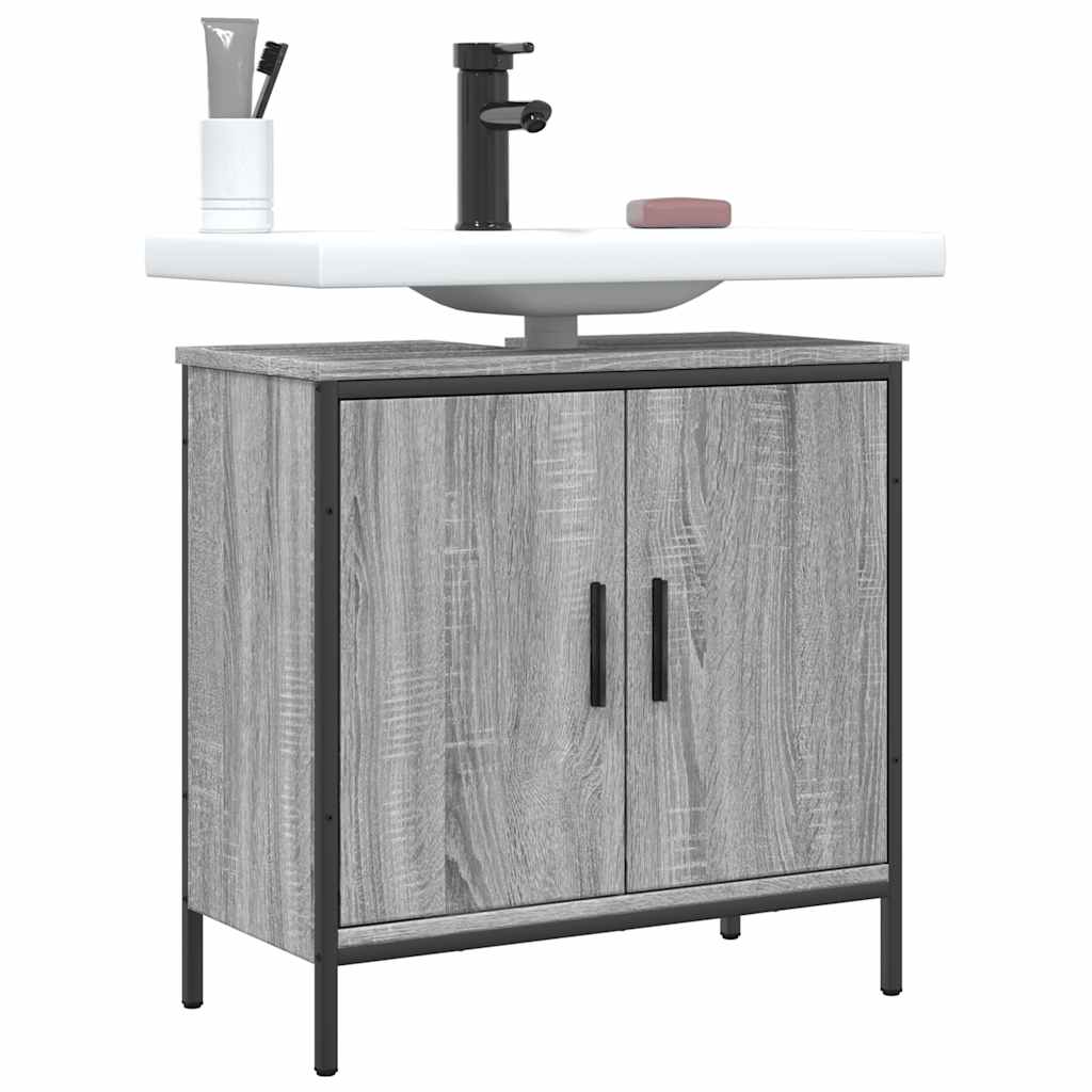 Wastafelkast 60x30x60 cm bewerkt hout grijs sonoma eikenkleurig is nu te koop bij PeponiXL, paradijselijk wonen!
