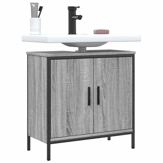 Wastafelkast 60x30x60 cm bewerkt hout grijs sonoma eikenkleurig is nu te koop bij PeponiXL, paradijselijk wonen!