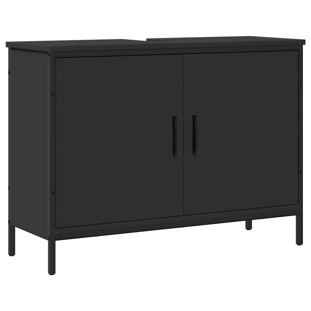 Wastafelkast 80x30x60 cm bewerkt hout zwart is nu te koop bij PeponiXL, paradijselijk wonen!