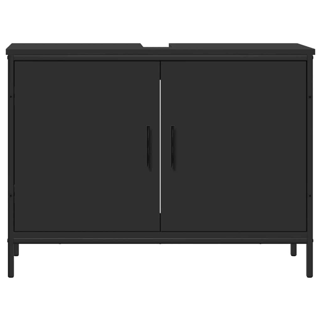 Wastafelkast 80x30x60 cm bewerkt hout zwart is nu te koop bij PeponiXL, paradijselijk wonen!