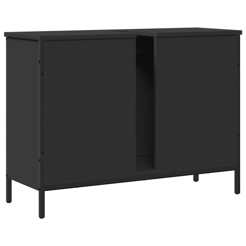 Wastafelkast 80x30x60 cm bewerkt hout zwart is nu te koop bij PeponiXL, paradijselijk wonen!