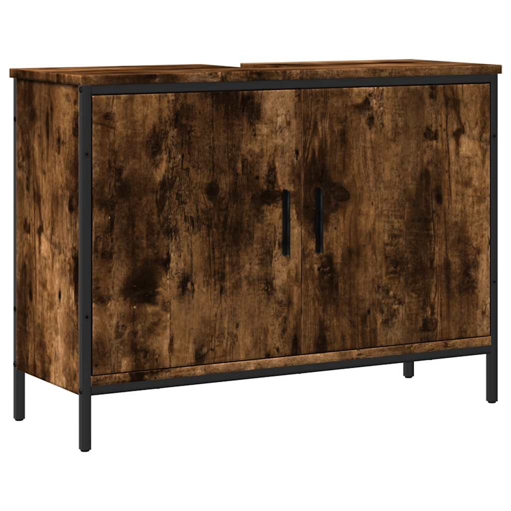 Badkamerkast 80x30x60 cm bewerkt hout gerookt eikenkleurig is nu te koop bij PeponiXL, paradijselijk wonen!