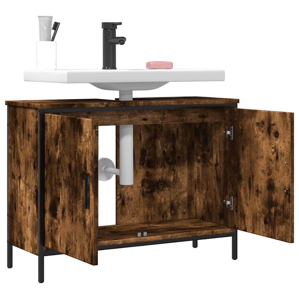 Badkamerkast 80x30x60 cm bewerkt hout gerookt eikenkleurig is nu te koop bij PeponiXL, paradijselijk wonen!