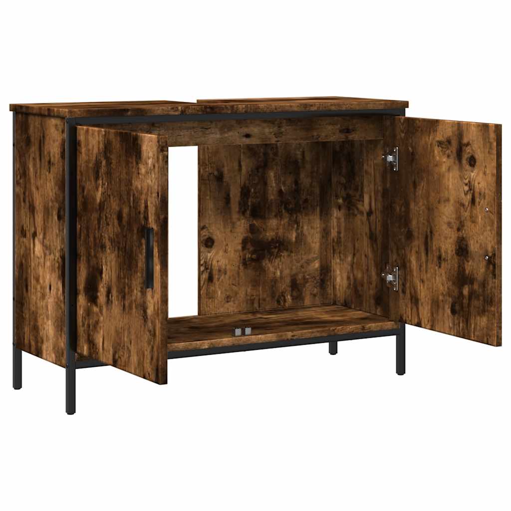 Badkamerkast 80x30x60 cm bewerkt hout gerookt eikenkleurig is nu te koop bij PeponiXL, paradijselijk wonen!
