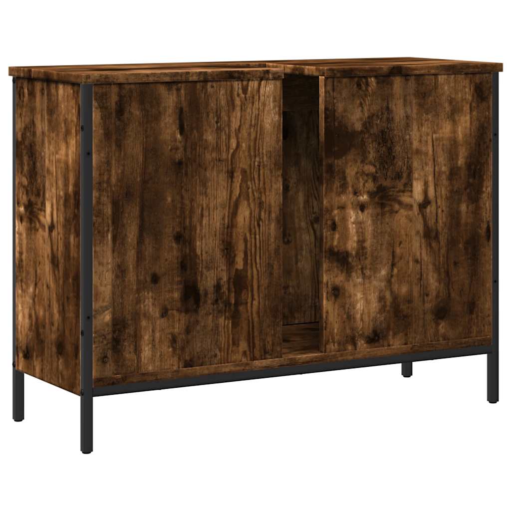Badkamerkast 80x30x60 cm bewerkt hout gerookt eikenkleurig is nu te koop bij PeponiXL, paradijselijk wonen!