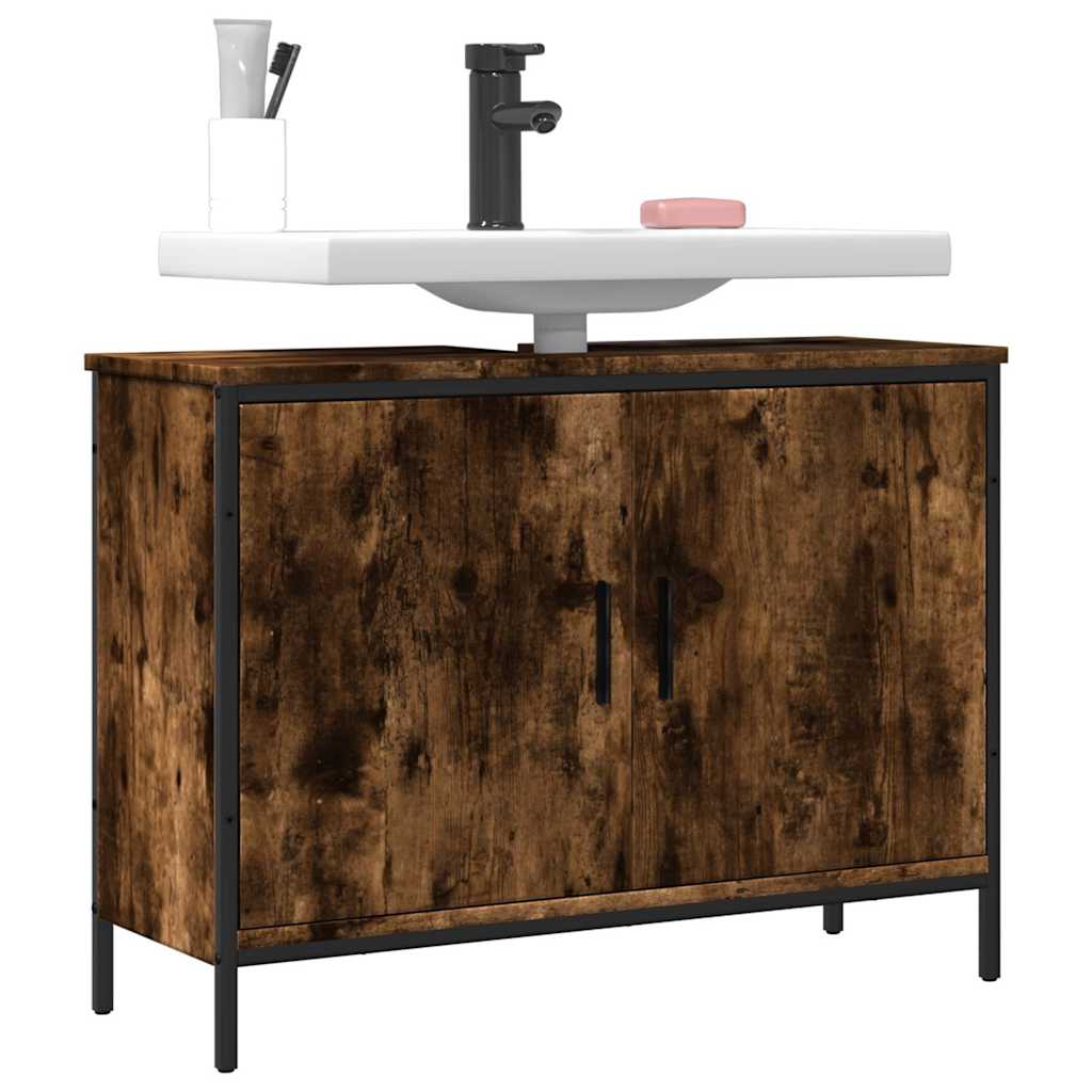 Badkamerkast 80x30x60 cm bewerkt hout gerookt eikenkleurig is nu te koop bij PeponiXL, paradijselijk wonen!