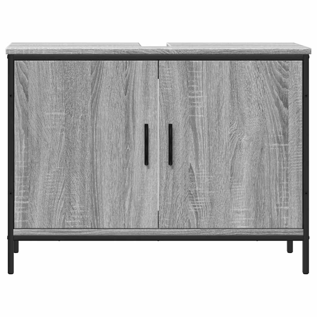 Wastafelkast 80x30x60 cm bewerkt hout grijs sonoma eikenkleurig is nu te koop bij PeponiXL, paradijselijk wonen!