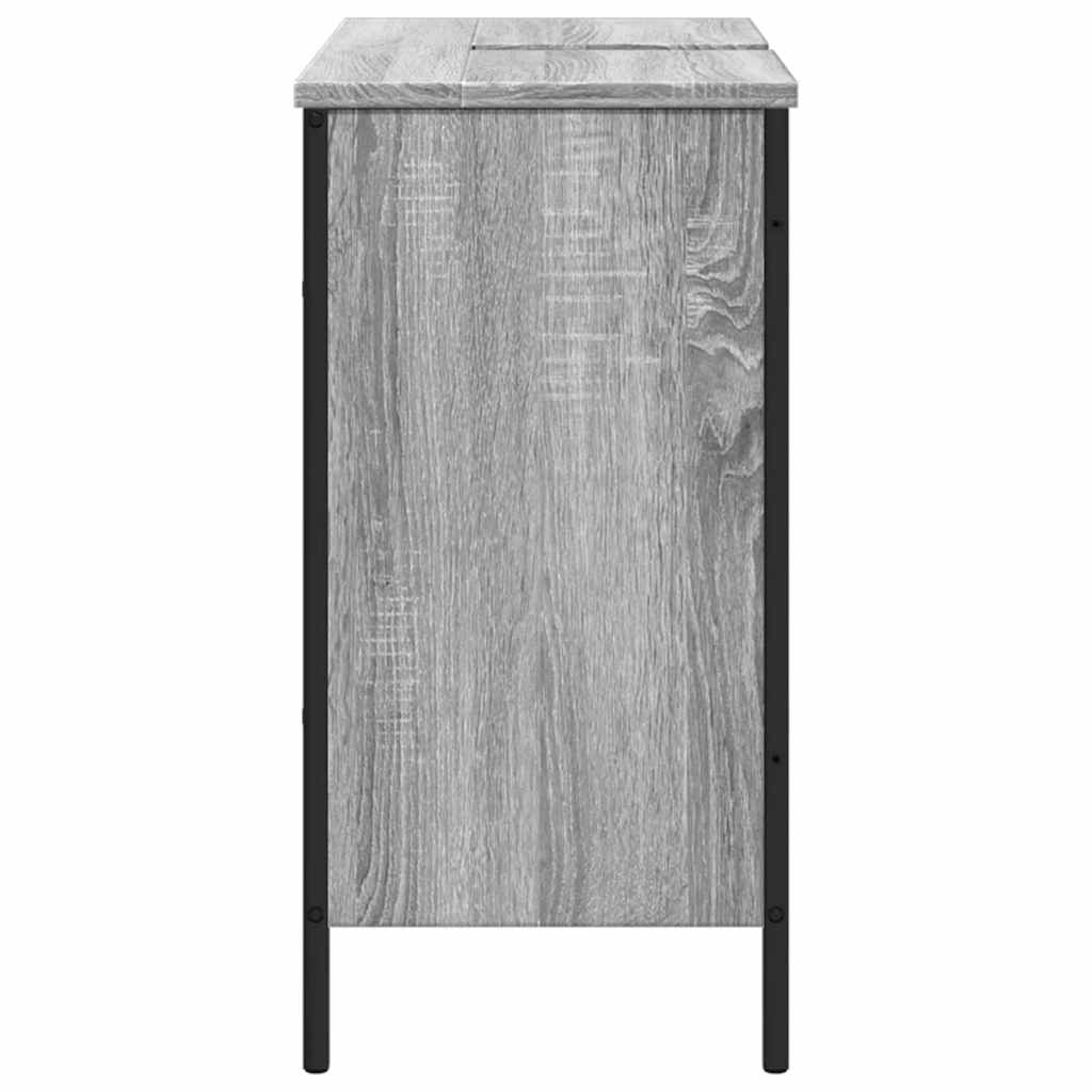 Wastafelkast 80x30x60 cm bewerkt hout grijs sonoma eikenkleurig is nu te koop bij PeponiXL, paradijselijk wonen!
