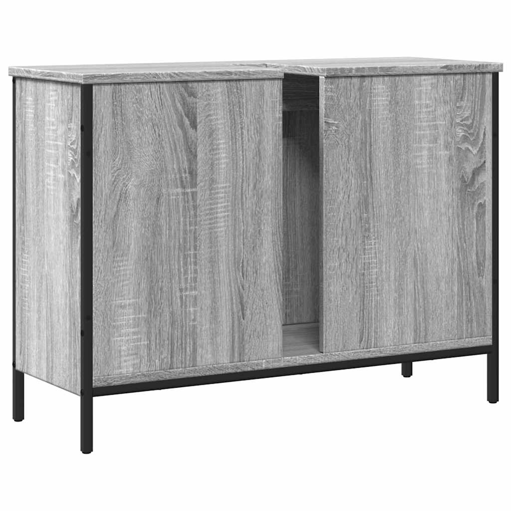 Wastafelkast 80x30x60 cm bewerkt hout grijs sonoma eikenkleurig is nu te koop bij PeponiXL, paradijselijk wonen!