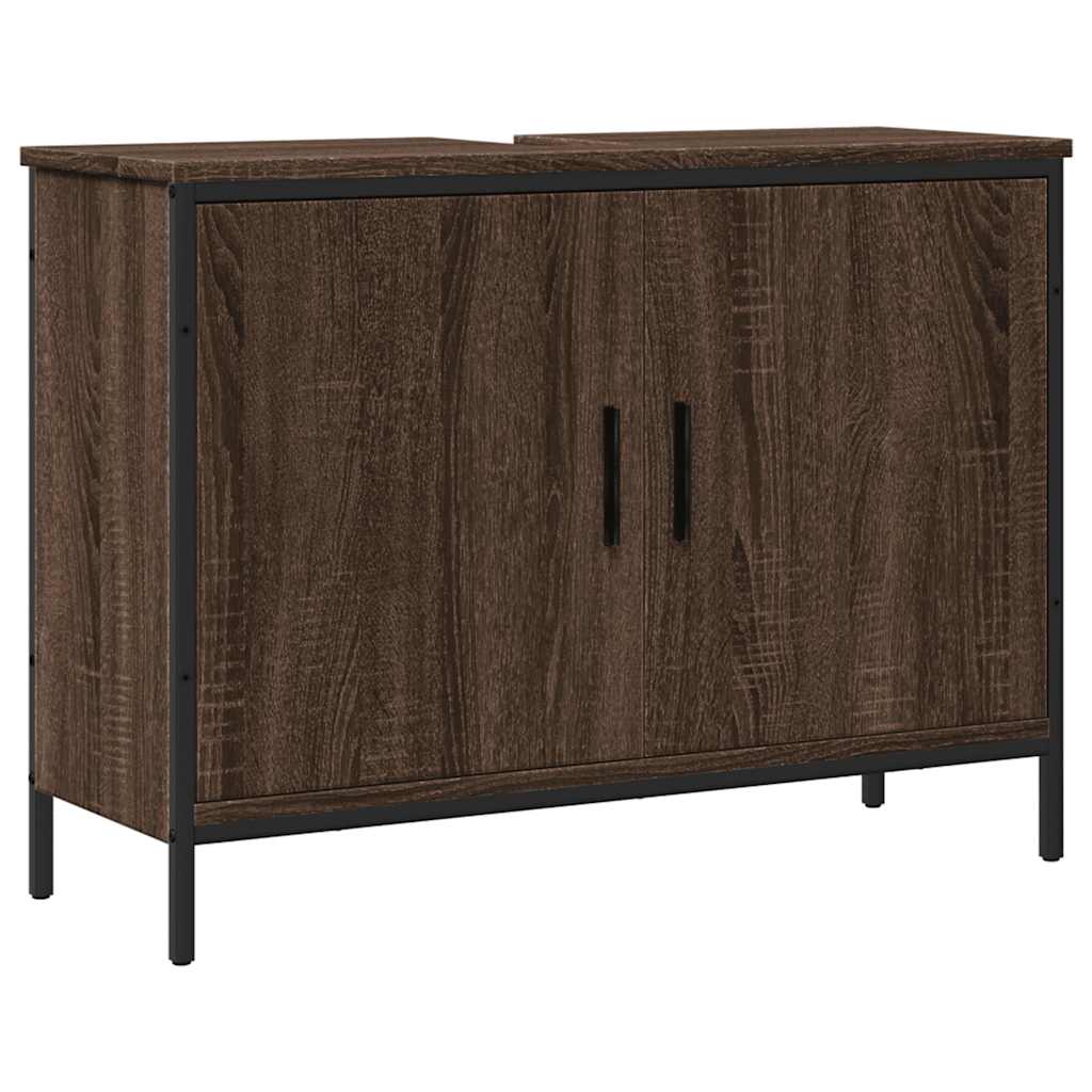 Wastafelkast 80x30x60 cm bewerkt hout bruin eikenkleurig is nu te koop bij PeponiXL, paradijselijk wonen!