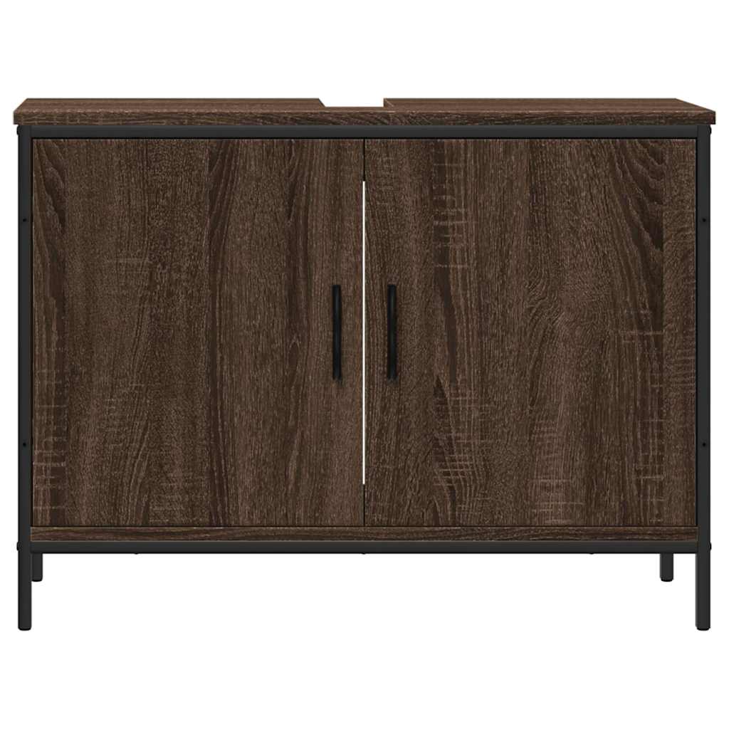 Wastafelkast 80x30x60 cm bewerkt hout bruin eikenkleurig is nu te koop bij PeponiXL, paradijselijk wonen!