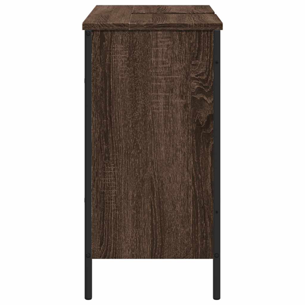Wastafelkast 80x30x60 cm bewerkt hout bruin eikenkleurig is nu te koop bij PeponiXL, paradijselijk wonen!