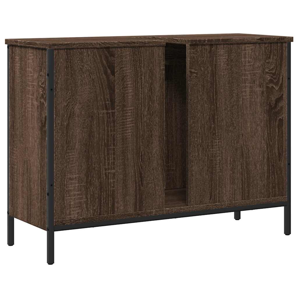 Wastafelkast 80x30x60 cm bewerkt hout bruin eikenkleurig is nu te koop bij PeponiXL, paradijselijk wonen!