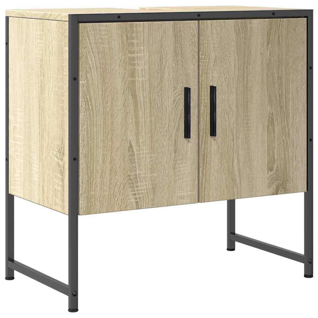Wastafelkast 60x33x60 cm bewerkt hout sonoma eikenkleurig is nu te koop bij PeponiXL, paradijselijk wonen!