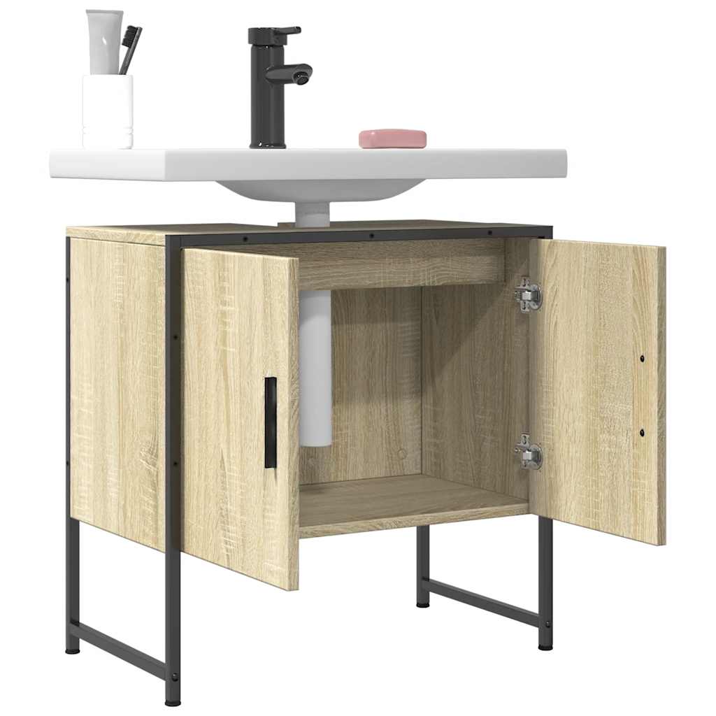 Wastafelkast 60x33x60 cm bewerkt hout sonoma eikenkleurig is nu te koop bij PeponiXL, paradijselijk wonen!