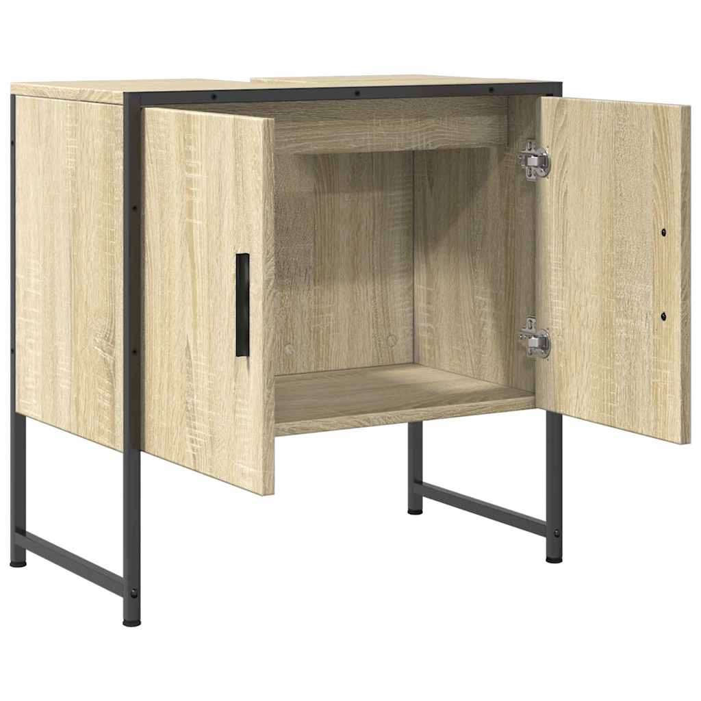 Wastafelkast 60x33x60 cm bewerkt hout sonoma eikenkleurig is nu te koop bij PeponiXL, paradijselijk wonen!
