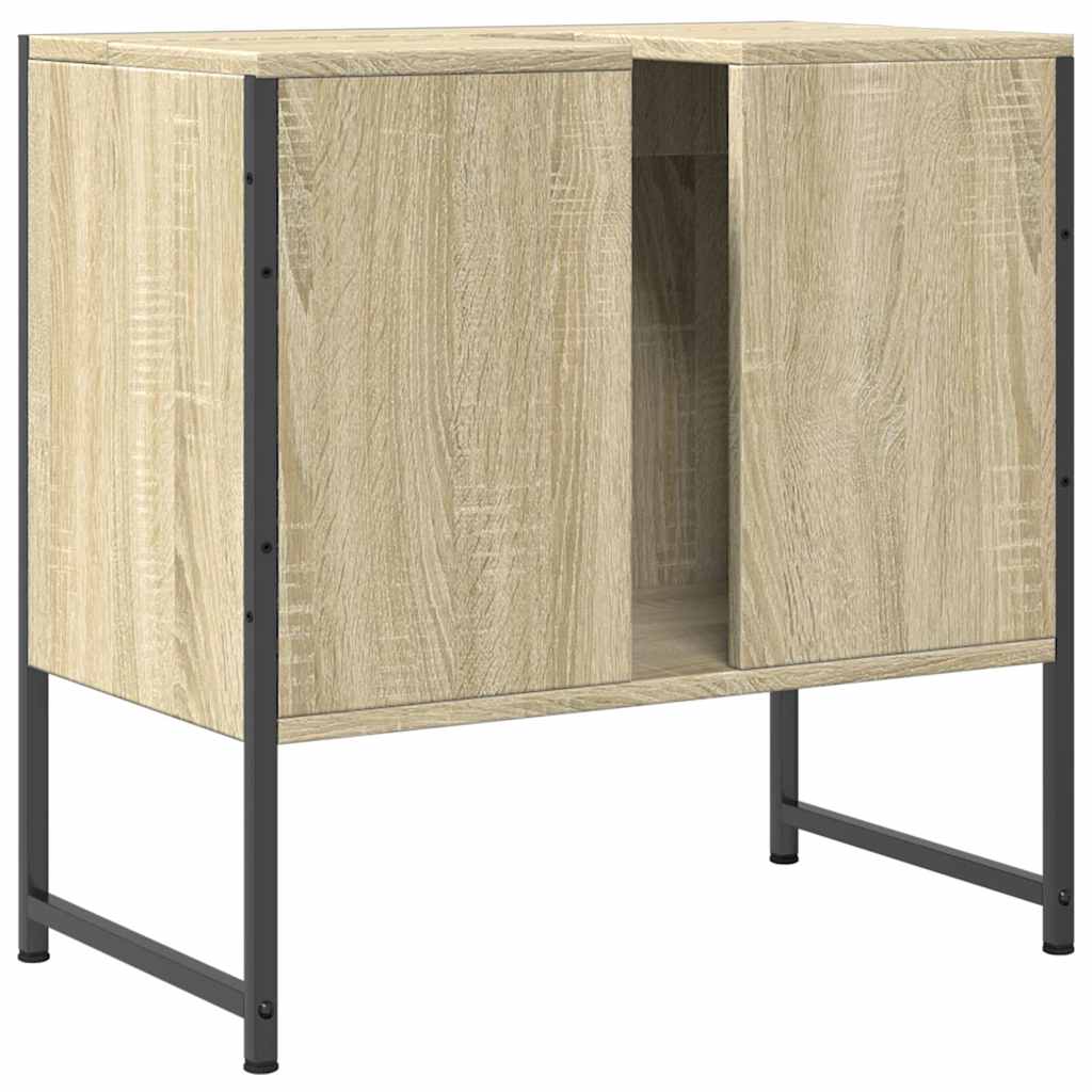 Wastafelkast 60x33x60 cm bewerkt hout sonoma eikenkleurig is nu te koop bij PeponiXL, paradijselijk wonen!