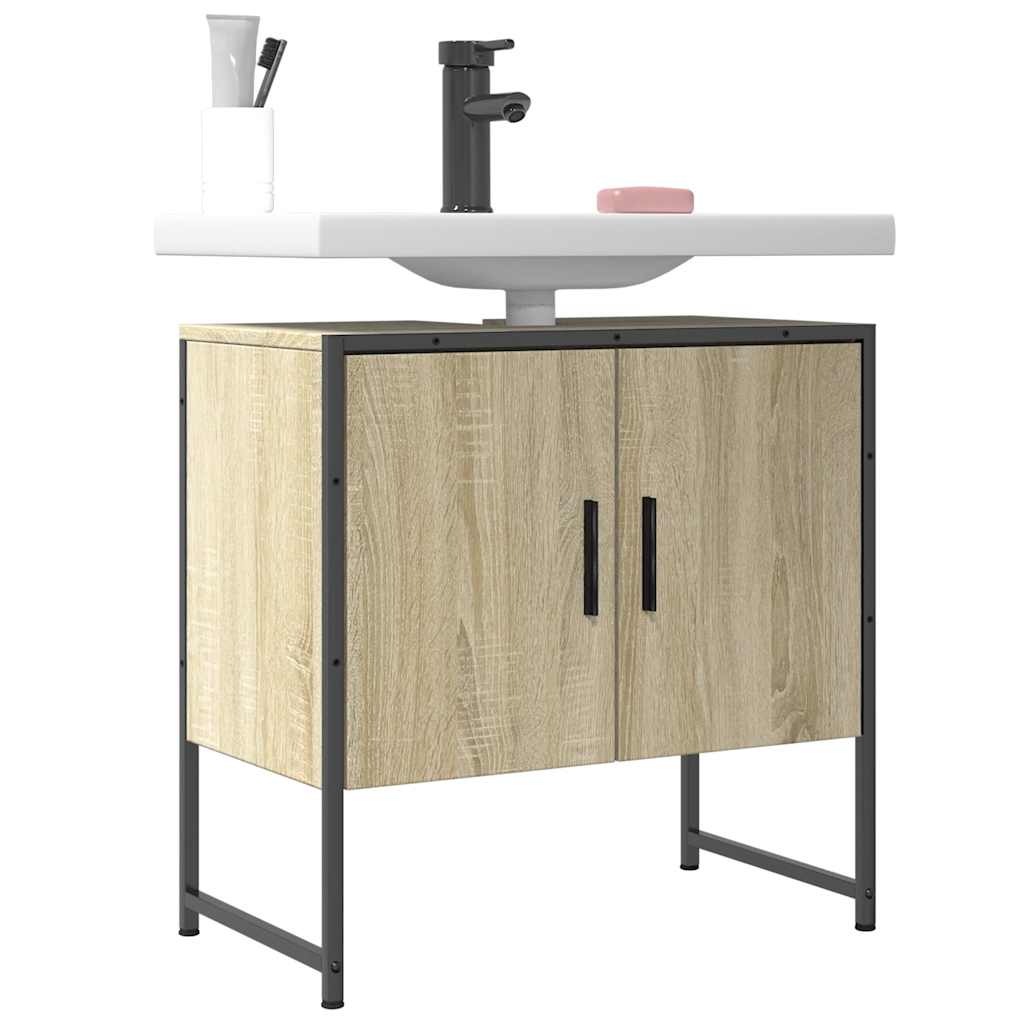 Wastafelkast 60x33x60 cm bewerkt hout sonoma eikenkleurig is nu te koop bij PeponiXL, paradijselijk wonen!