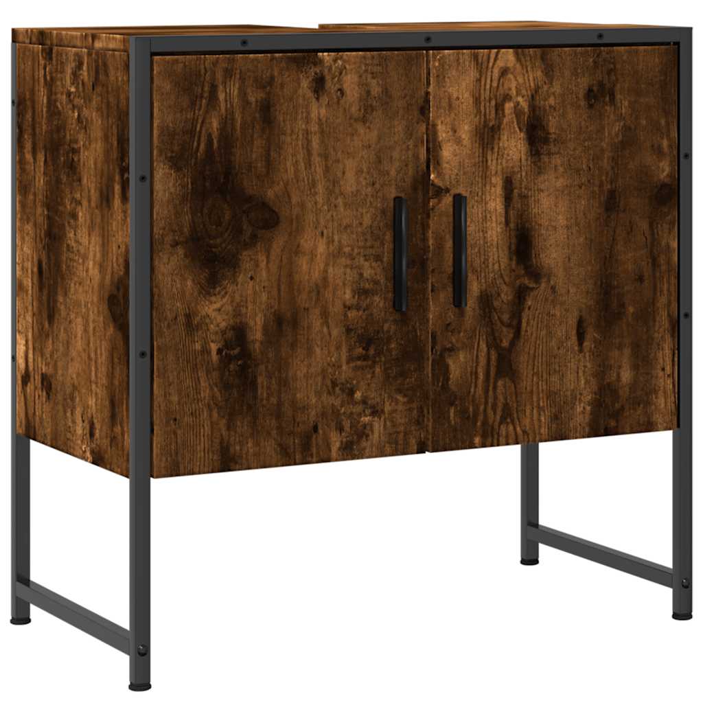 Badkamerkast 60x33x60 cm bewerkt hout gerookt eikenkleurig is nu te koop bij PeponiXL, paradijselijk wonen!