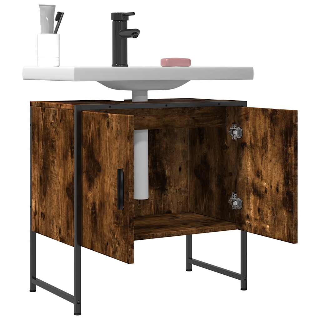 Badkamerkast 60x33x60 cm bewerkt hout gerookt eikenkleurig is nu te koop bij PeponiXL, paradijselijk wonen!
