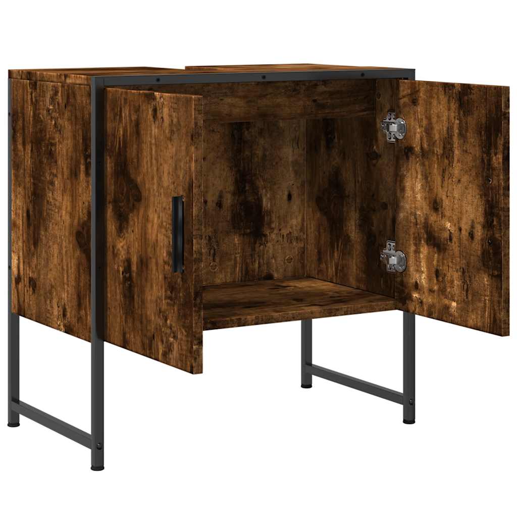 Badkamerkast 60x33x60 cm bewerkt hout gerookt eikenkleurig is nu te koop bij PeponiXL, paradijselijk wonen!