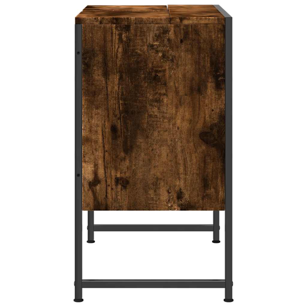 Badkamerkast 60x33x60 cm bewerkt hout gerookt eikenkleurig is nu te koop bij PeponiXL, paradijselijk wonen!