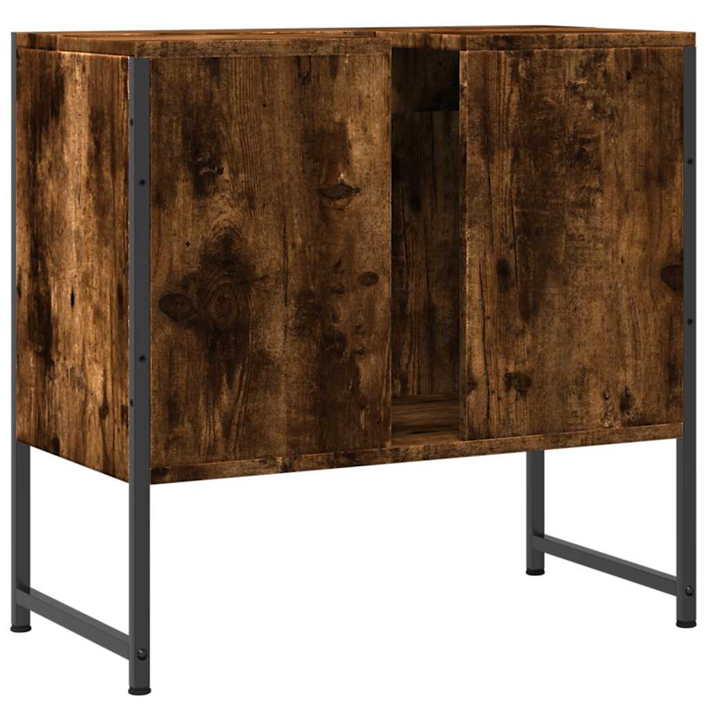 Badkamerkast 60x33x60 cm bewerkt hout gerookt eikenkleurig is nu te koop bij PeponiXL, paradijselijk wonen!