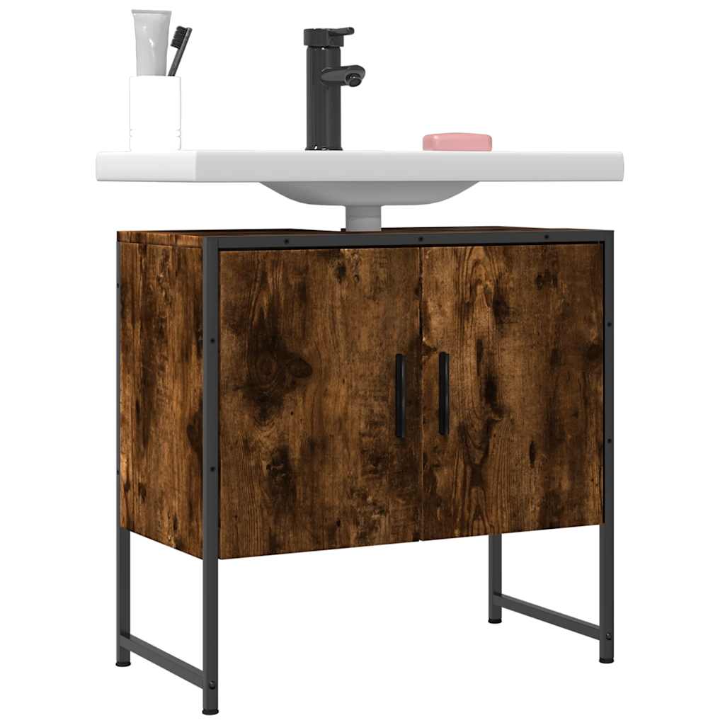 Badkamerkast 60x33x60 cm bewerkt hout gerookt eikenkleurig is nu te koop bij PeponiXL, paradijselijk wonen!