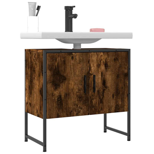 Badkamerkast 60x33x60 cm bewerkt hout gerookt eikenkleurig is nu te koop bij PeponiXL, paradijselijk wonen!