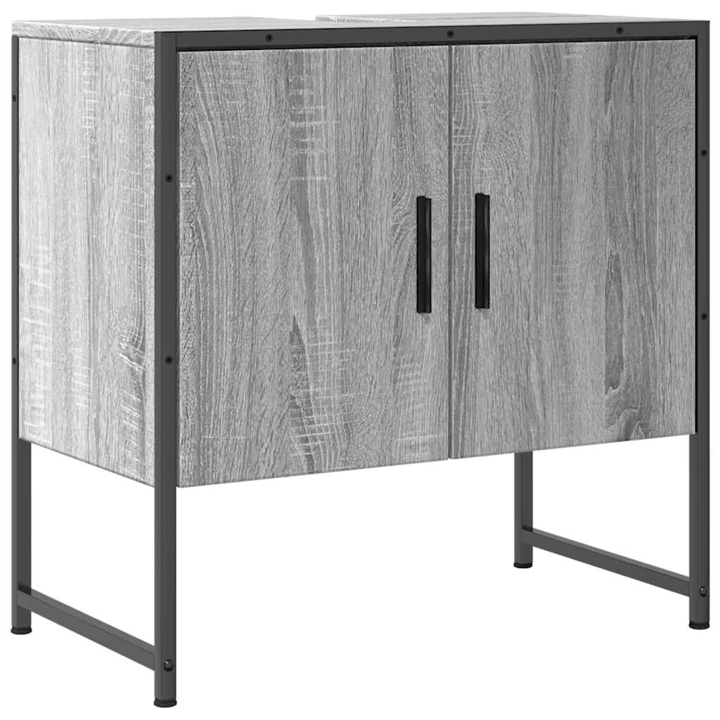 Wastafelkast 60x33x60 cm bewerkt hout grijs sonoma eikenkleurig is nu te koop bij PeponiXL, paradijselijk wonen!