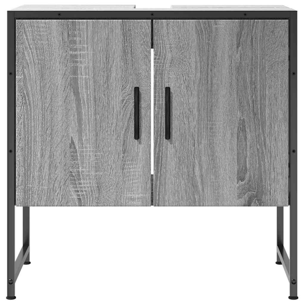 Wastafelkast 60x33x60 cm bewerkt hout grijs sonoma eikenkleurig is nu te koop bij PeponiXL, paradijselijk wonen!