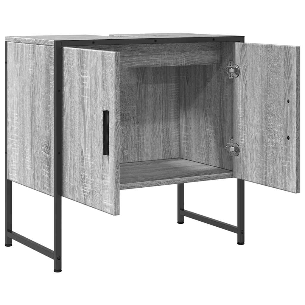 Wastafelkast 60x33x60 cm bewerkt hout grijs sonoma eikenkleurig is nu te koop bij PeponiXL, paradijselijk wonen!