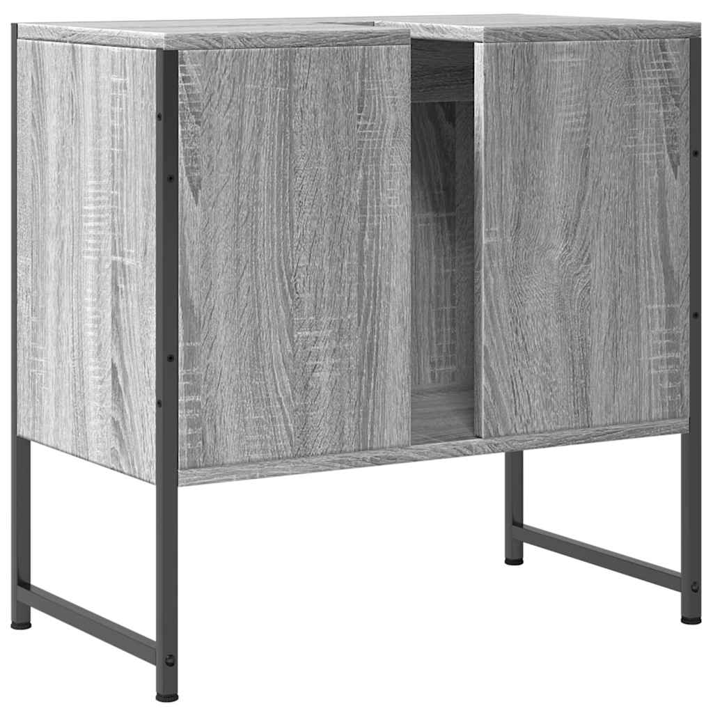 Wastafelkast 60x33x60 cm bewerkt hout grijs sonoma eikenkleurig is nu te koop bij PeponiXL, paradijselijk wonen!
