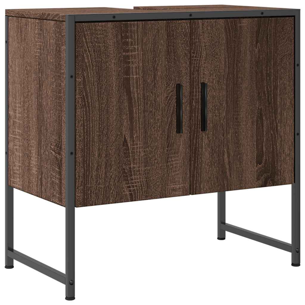 Wastafelkast 60x33x60 cm bewerkt hout bruin eikenkleurig is nu te koop bij PeponiXL, paradijselijk wonen!