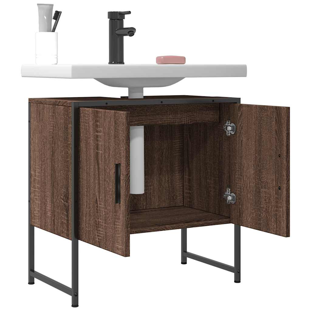 Wastafelkast 60x33x60 cm bewerkt hout bruin eikenkleurig is nu te koop bij PeponiXL, paradijselijk wonen!