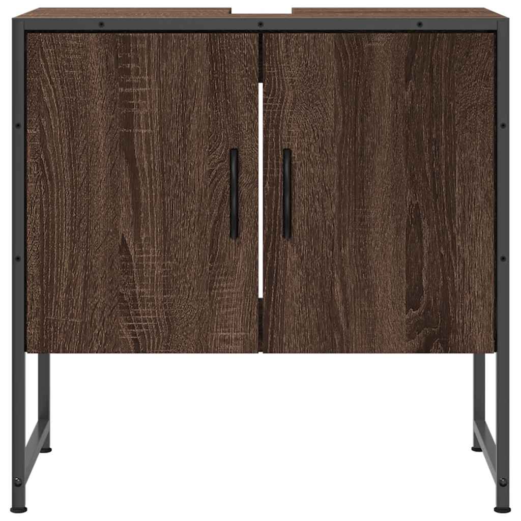 Wastafelkast 60x33x60 cm bewerkt hout bruin eikenkleurig is nu te koop bij PeponiXL, paradijselijk wonen!