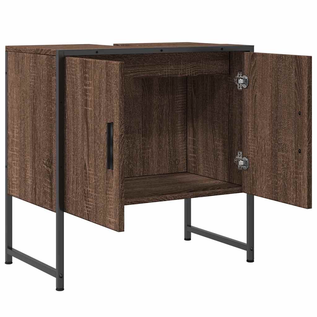 Wastafelkast 60x33x60 cm bewerkt hout bruin eikenkleurig is nu te koop bij PeponiXL, paradijselijk wonen!