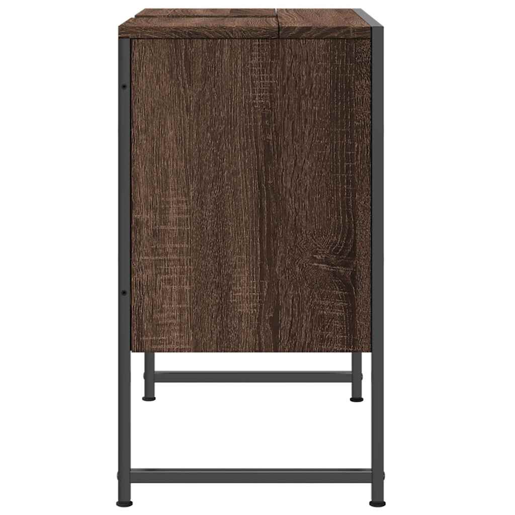 Wastafelkast 60x33x60 cm bewerkt hout bruin eikenkleurig is nu te koop bij PeponiXL, paradijselijk wonen!