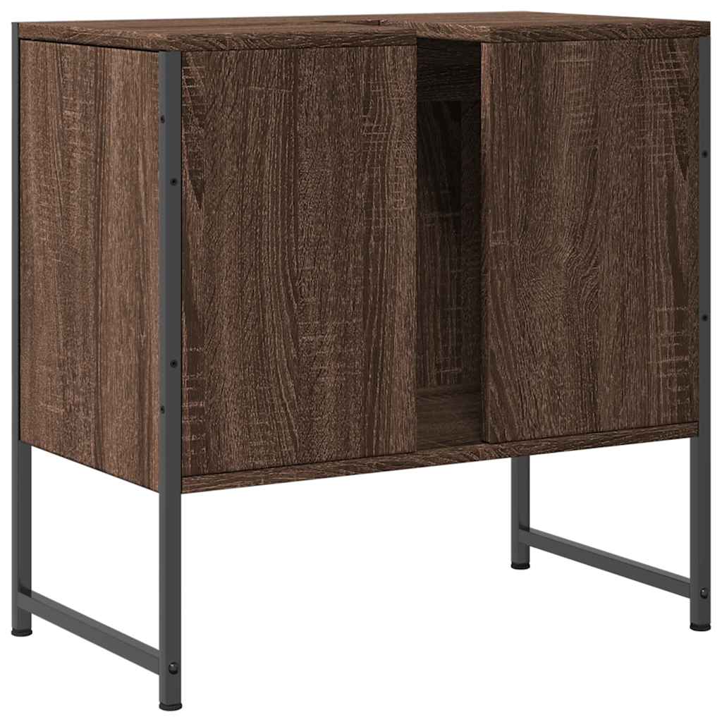 Wastafelkast 60x33x60 cm bewerkt hout bruin eikenkleurig is nu te koop bij PeponiXL, paradijselijk wonen!