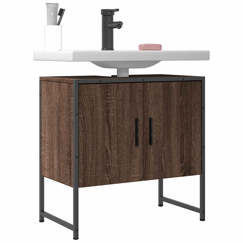Wastafelkast 60x33x60 cm bewerkt hout bruin eikenkleurig is nu te koop bij PeponiXL, paradijselijk wonen!