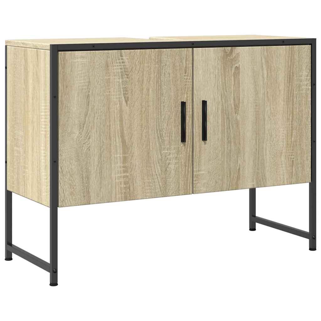 Wastafelkast 80x33x60 cm bewerkt hout sonoma eikenkleurig is nu te koop bij PeponiXL, paradijselijk wonen!