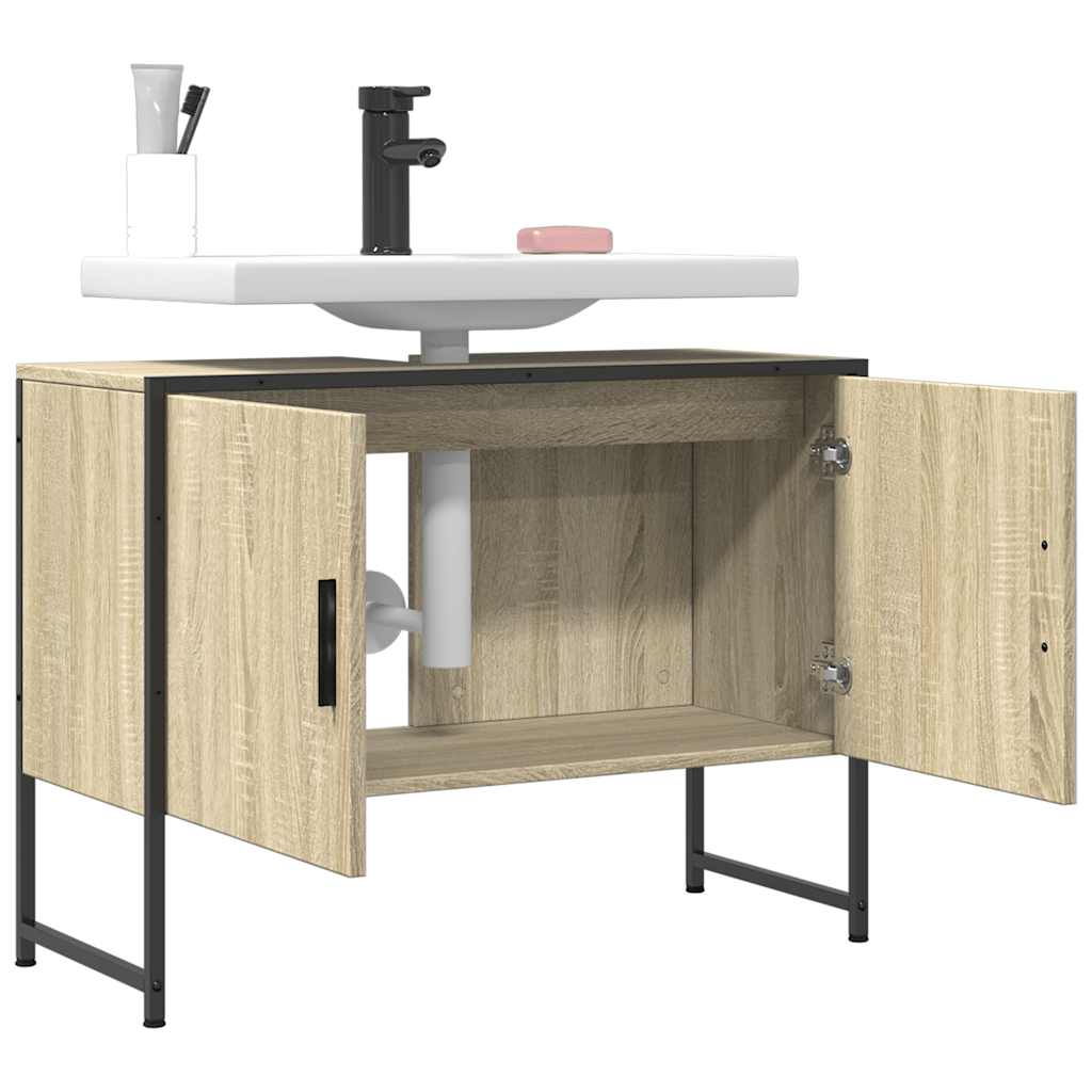 Wastafelkast 80x33x60 cm bewerkt hout sonoma eikenkleurig is nu te koop bij PeponiXL, paradijselijk wonen!